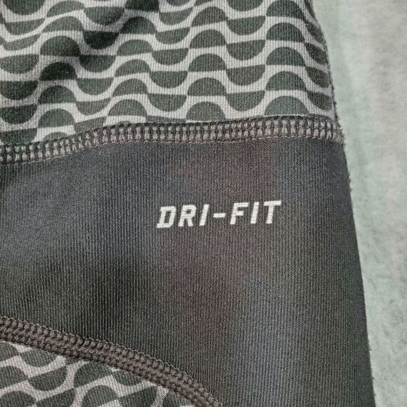 Nike Leggings Women Large Black Gray Printed Running Dri Fit Athletic Drawstring - Picture 8 of 12